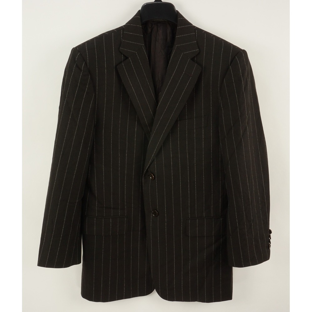 Vintage Pal Zileri x Carlo Barbera Black White Chalk Stripe Wool Sport Coat 40R